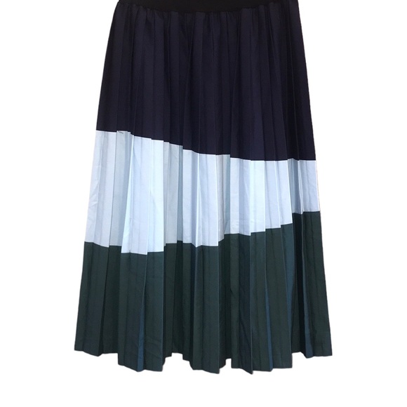 Motoreta Florence Pleated Maxi Skirt Elastic Band Color Block Blue Green Size Sm - Picture 16 of 16